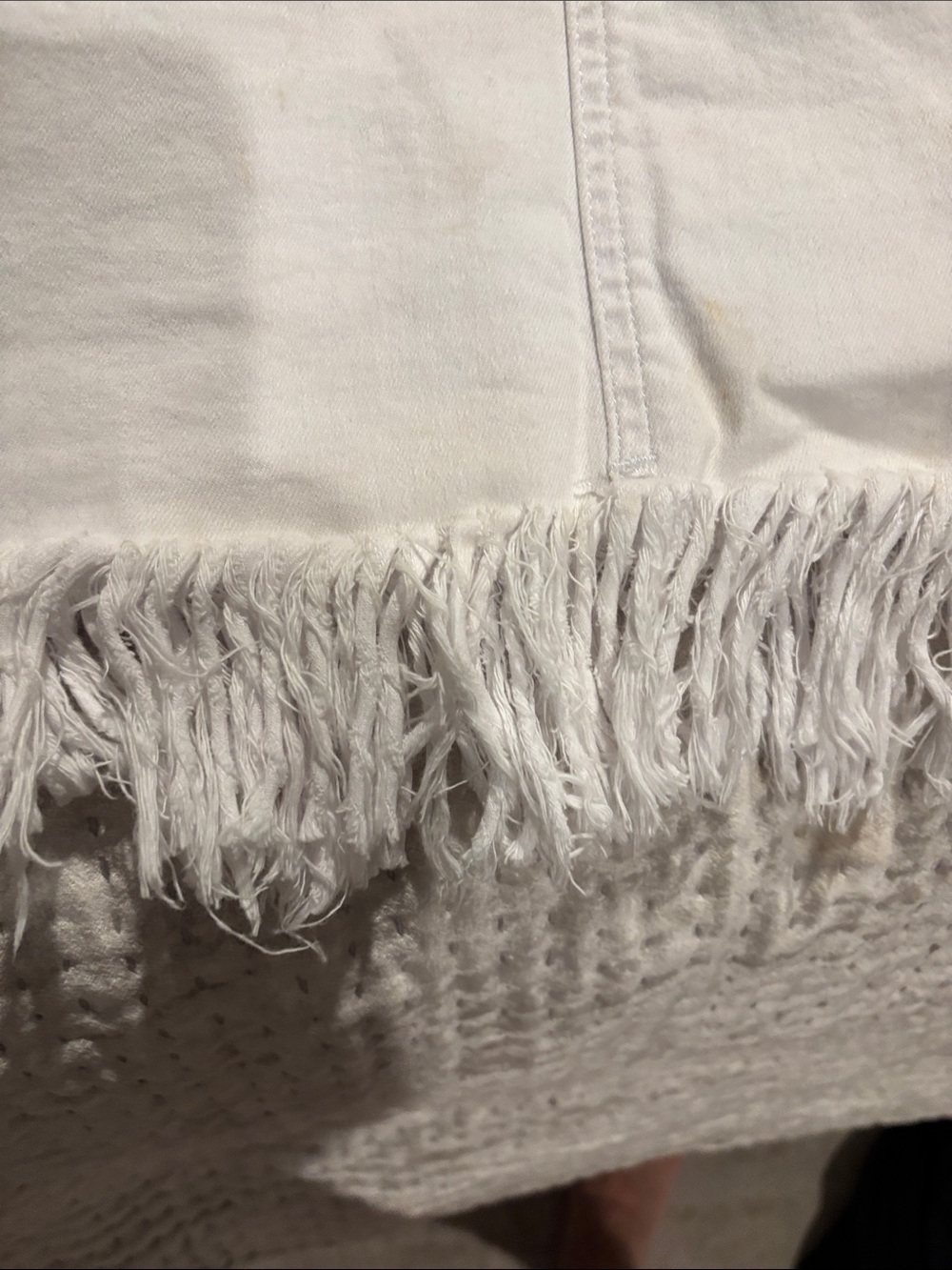 Fringe Hem White Mini Skirt - Picture 5 of 5